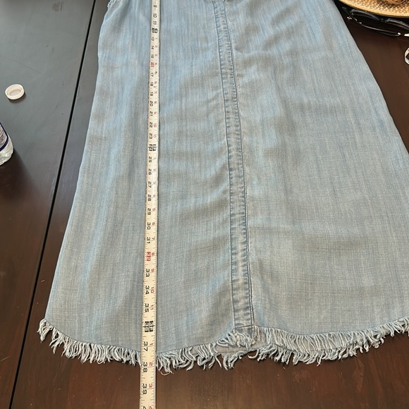 Pure Navy Chambray Sleeveless Shift Tunic Summer Dress with Frayed Hem Size L - Picture 10 of 12